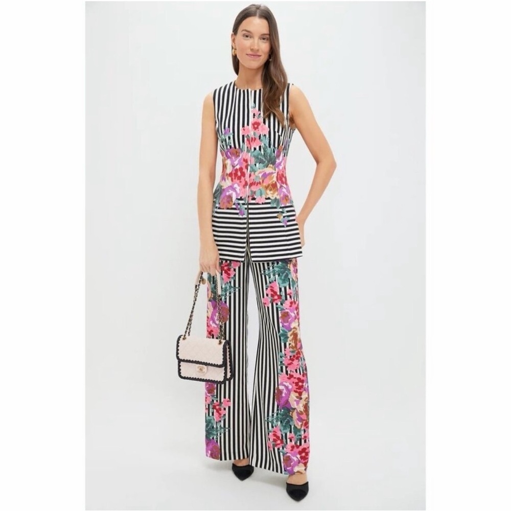NWT Tuckernuck Rhoda Black Stripe Floral Sleeveless Structured Tunic Vest Sz 2 - Picture 5 of 12